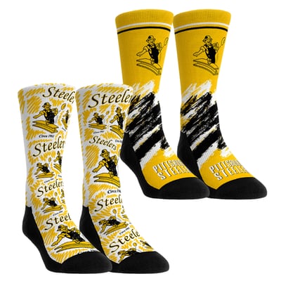 Pittsburgh Steelers Rock Em Youth Throwback Two-Pack Crew Socks Set - Black