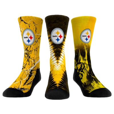  Pittsburgh Steelers Rock Em Youth 3-Pack Crew Socks Set - 