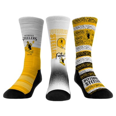  Pittsburgh Steelers Rock Em Youth Throwback Three-Pack Crew Sock Set - 