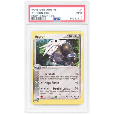 Aggron 2003 Pokemon EX Ruby & Sapphire Holo Rare #1 PSA Authenticated 9 Card
