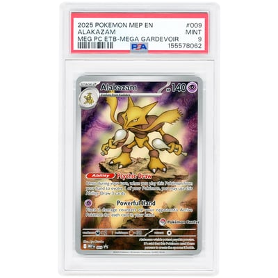 Alakazam 2025 Pokemon Mega Evolution Pokemon Center Exclusive Promo #9 PSA Authenticated 9 Card