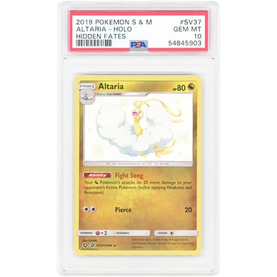 Altaria 2019 Pokemon Hidden Fates Shiny Holo Rare #SV37 PSA Authenticated 10 Card