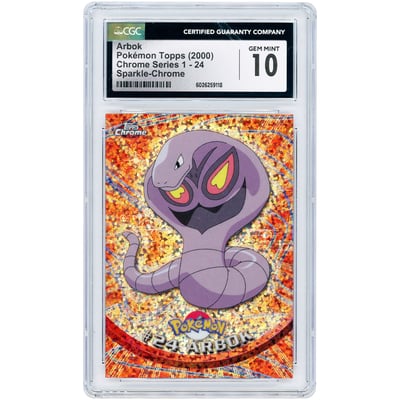 Arbok 2000 Topps Chrome Pokemon TV Sparkle Chrome #24 CGC Authenticated 10 Card