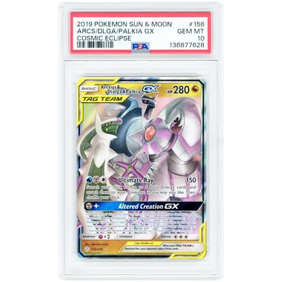 Arceus & Dialga & Palkia GX 2019 Pokemon Cosmic Eclipse Ultra Rare #156 PSA Authenticated 10 Card