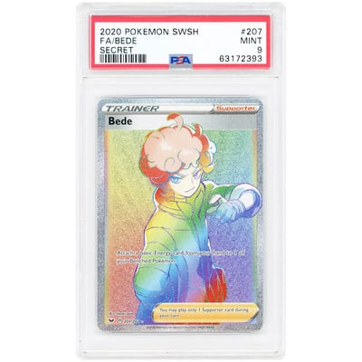 Bede 2020 Pokemon Sword & Shield Base Set Secret Rare #207 PSA Authenticated 9 Card