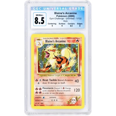 Blaine's Arcanine 2000 Pokemon Gym Challenge Holo Rare #1 CGC Authenticated 8.5 Card