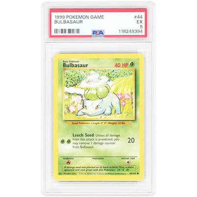 Bulbasaur 1999 Pokemon Base Set Common #44 PSA Authenticated 5 Card