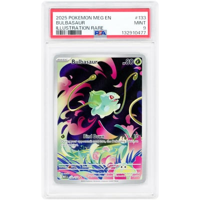 Bulbasaur 2025 Pokemon Mega Evolution Illustration Rare #133 PSA Authenticated 9 Card