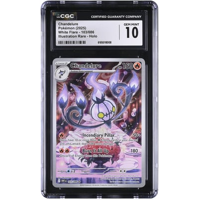 Chandelure 2025 Pokemon White Flare Illustration Rare #103 CGC Authenticated 10 Card