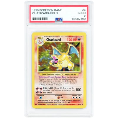 Charizard 1999 Pokemon Base Set Holo Rare #4 PSA Authenticated 2 Card