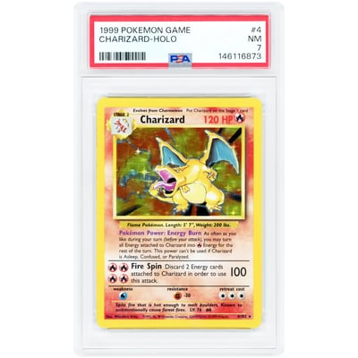 Charizard 1999 Pokemon Base Set Holo Rare #4 PSA Authenticated 7 Card