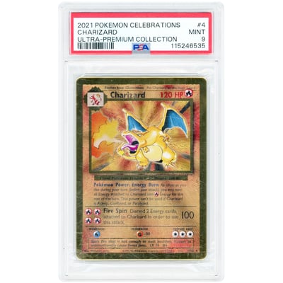 Charizard 2021 Pokemon Celebrations Ultra Premium Collection Metal #4 PSA Authenticated 9 Card