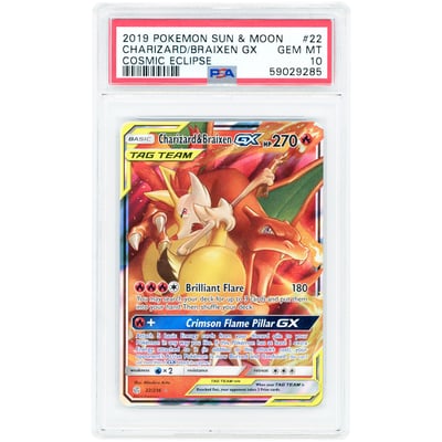 Charizard & Braixen GX 2019 Pokemon Cosmic Eclipse Ultra Rare #22 PSA Authenticated 10 Card