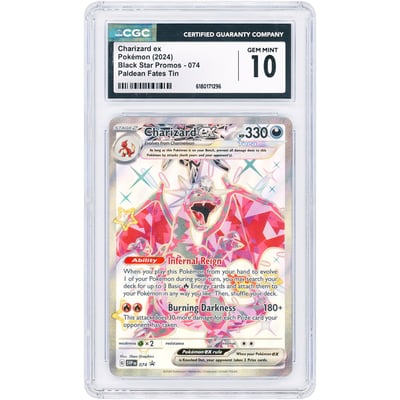 Charizard ex 2024 Pokemon Obsidian Flames Promo Paldean Fates Tin #74 CGC Authenticated 10 Card