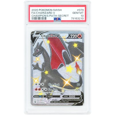 Charizard V 2020 Pokemon Champion's Path Secret Rare #079 PSA Authenticated 10 Card