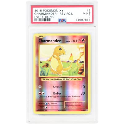 Charmander 2016 Pokemon Evolutions Common Reverse Holofoil #9 PSA Authenticated 9 Card