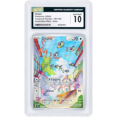 Chatot 2024 Pokemon Temporal Forces Illustration Rare #181 CGC Authenticated 10 Card