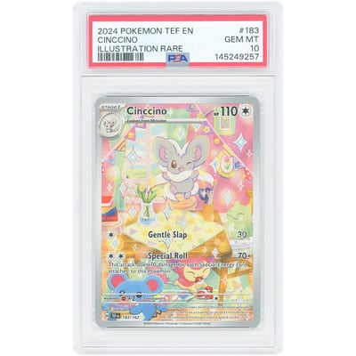 Cinccino 2024 Pokemon Temporal Forces Illustration Rare #183 PSA Authenticated 10 Card