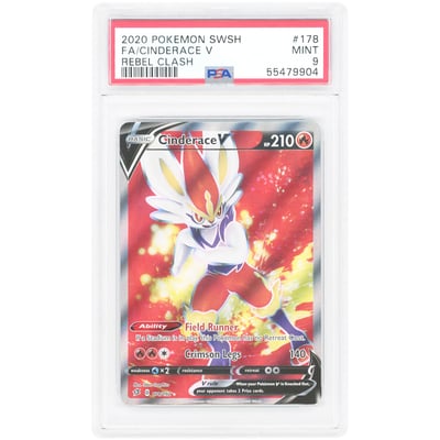 Cinderace V 2020 Pokemon Rebel Clash Full Art #178 PSA Authenticated 9 Card