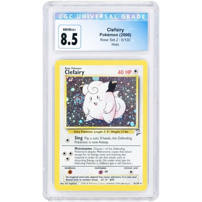 Clefairy 1999 Pokemon Base Set 2 Holo Rare #6 CGC Authenticated 8.5 Card