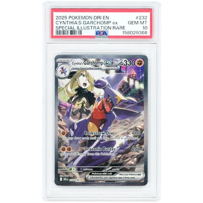 Cynthia's Garchomp ex 2025 Pokemon Destined Rivals Special Illustration Rare #232 PSA Authenticated 10 Card