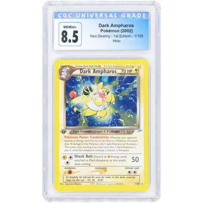 Dark Ampharos 2002 Pokemon Neo Destiny 1st Edition Holo Rare #1 CGC Authenticated 8.5 Card