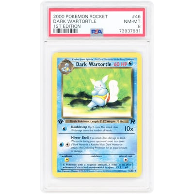 Dark Wartortle 2000 Pokemon Team Rocket 1st edition Uncommon #46 PSA Authenticated 8 Card