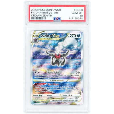 Darkrai VSTAR 2023 Pokemon Crown Zenith Galarian Gallery #GG50 PSA Authenticated 10 Card