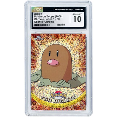Diglett 2000 Topps Chrome Pokemon TV Sparkle Chrome #50 CGC Authenticated 10 Card