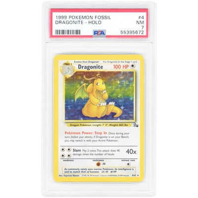Dragonite 1999 Pokemon Fossil Holo Rare #4 PSA Authenticated 7 Card