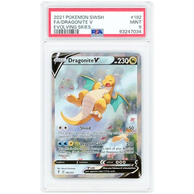 Dragonite V 2021 Pokemon Evolving Skies Alternate Full Art #192 PSA Authenticated 9 Card