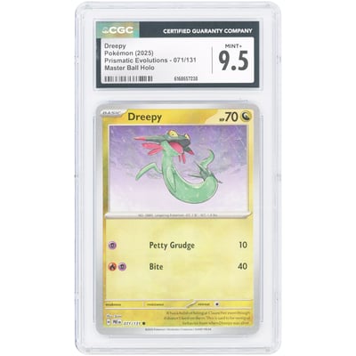 Dreepy 2025 Pokemon Prismatic Evolutions Master Ball Holo #71 CGC Authenticated 9.5 Card