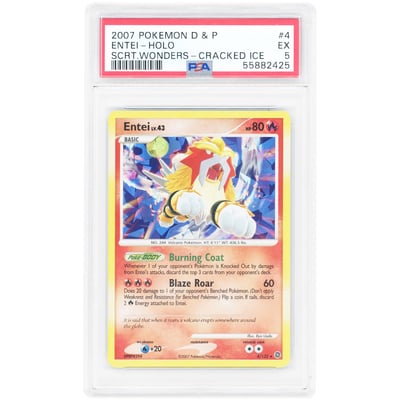 Entei 2007 Pokemon Secret Wonders Holo Rare #4 PSA Authenticated 5 Card