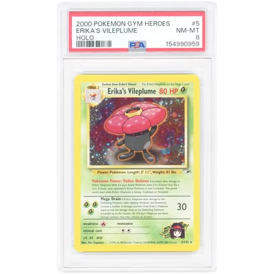 Erika's Vileplume 2000 Pokemon Gym Heroes Holo #5 PSA Authenticated 8 Card