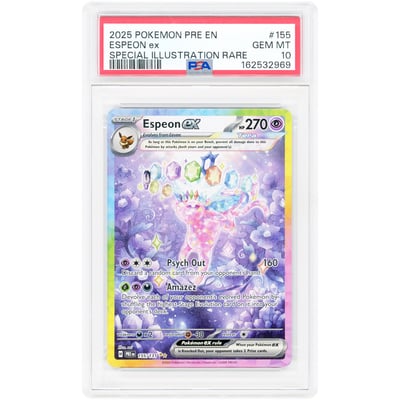 Espeon ex 2025 Pokemon Prismatic Evolutions Special Illustration Rare #155 PSA Authenticated 10 Card