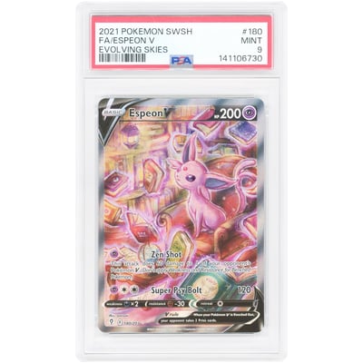 Espeon V 2021 Pokemon Evolving Skies Alternate Full Art #180 PSA Authenticated 9 Card