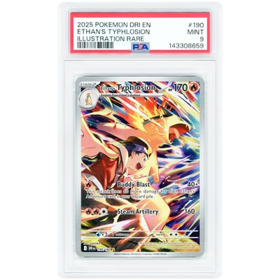 Ethan's Typhlosion 2025 Pokemon Destined Rivals Illustration Rare #190 PSA Authenticated 9 Card