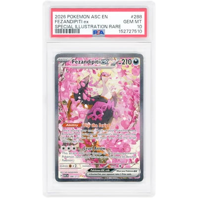 Fezandipiti ex 2026 Pokemon Ascended Heroes Special Illustration Rare #288 PSA Authenticated 10 Card