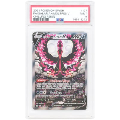 Galarian Moltres V 2021 Pokemon Chilling Reign Alternate Full Art #177 PSA Authenticated 9 Card