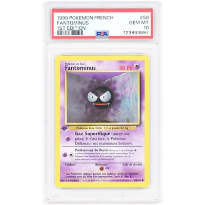 Gastly (Fantominus) 1999 Pokemon Base Set French 1st Edition #50 PSA Authenticated 10 Card
