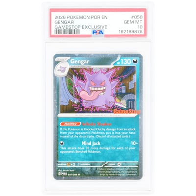 Gengar 2026 Pokemon GameStop Exclusive Cosmos Holo Rare #50 PSA Authenticated 10 Card