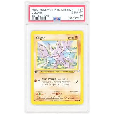 Gligar 2002 Pokemon Neo Destiny 1st Edition Common #67 PSA Authenticated 10 Card