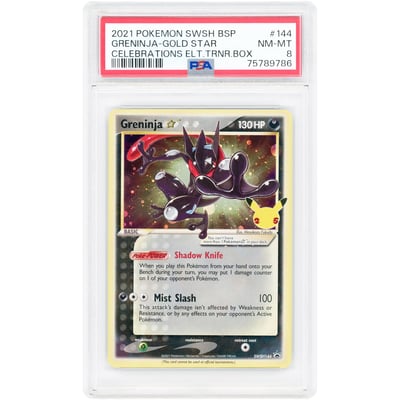 Greninja Star Gold Star 2021 Pokemon Sword & Shield Celebrations Elite Trainer Box Promo #SWSH144 PSA Authenticated 8 Card
