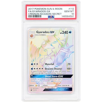 Gyarados GX 2017 Pokemon Sun & Moon Crimson Invasion Secret Rare #112 PSA Authenticated 10 Card