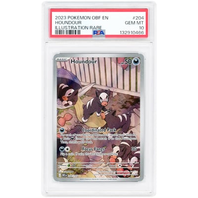Houndour 2023 Pokemon Obsidian Flames Illustration Rare #204 PSA Authenticated 10 Card