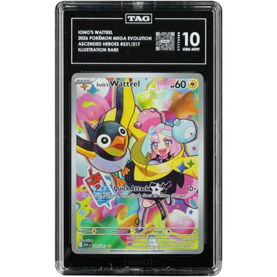 Iono's Wattrel 2026 Pokemon Ascended Heroes Illustration Rare #231 TAG Authenticated 10 Card