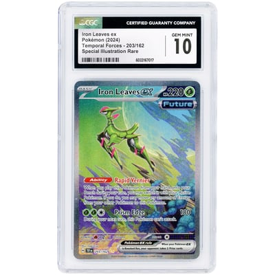 Iron Leaves ex 2024 Pokemon Temporal Forces Special Illustration Rare #203 CGC Authenticated 10 Card