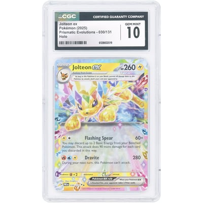 Jolteon ex 2025 Pokemon Prismatic Evolutions Double Rare #30 CGC Authenticated 10 Card