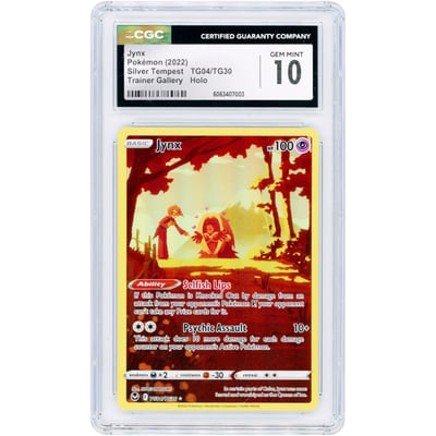 Jynx 2022 Pokemon Silver Tempest Trainer Gallery Holo #TG04 CGC Authenticated 10 Card