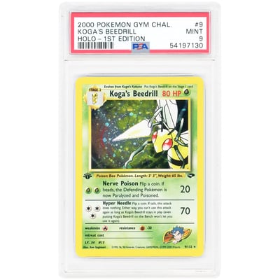 Koga's Beedrill 2000 Pokemon Gym Challenge 1st Edition Holo Rare #9 PSA Authenticated 9 Card